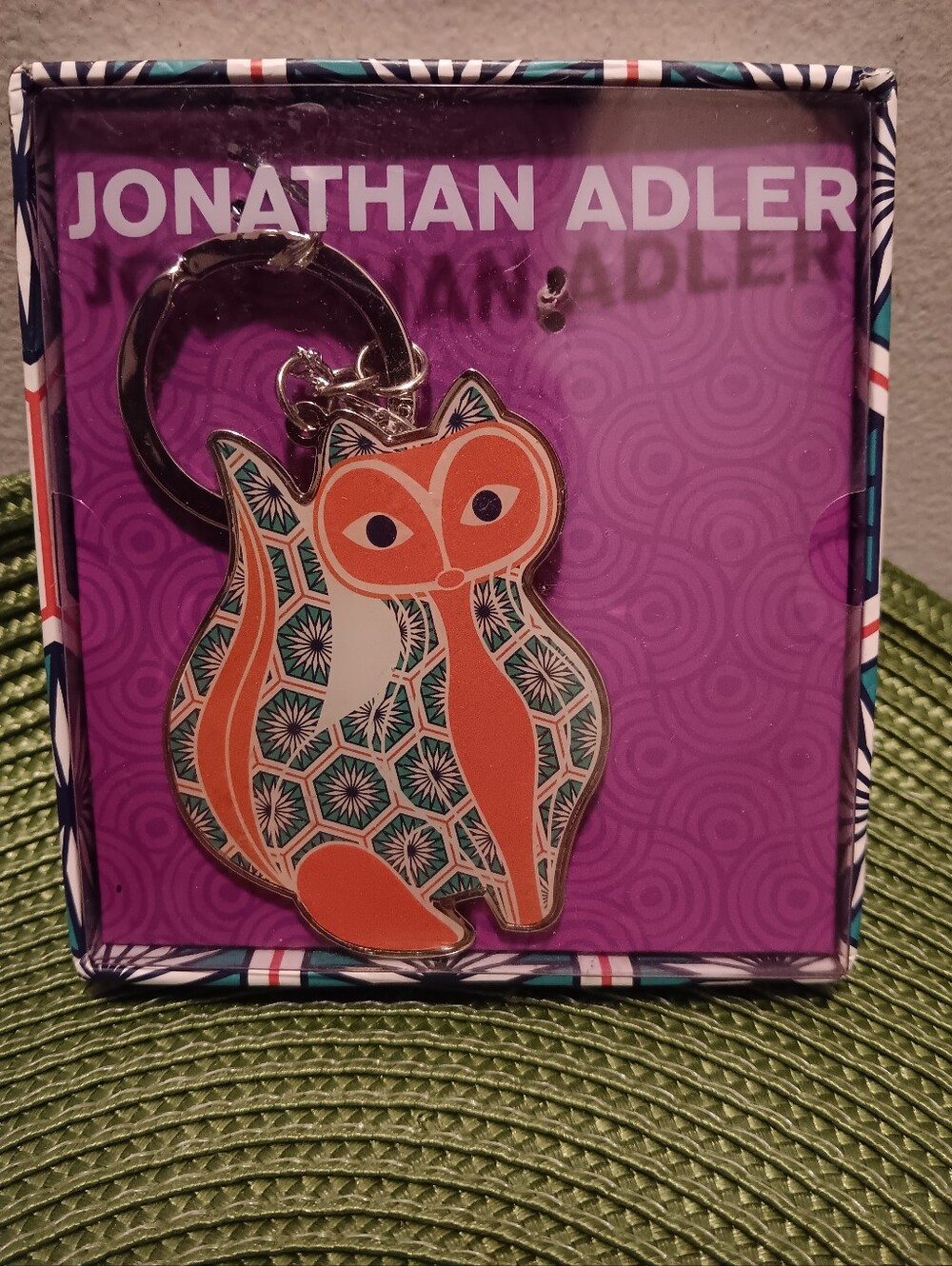 Jonathan Adler Orange & Teal Fox Keyring